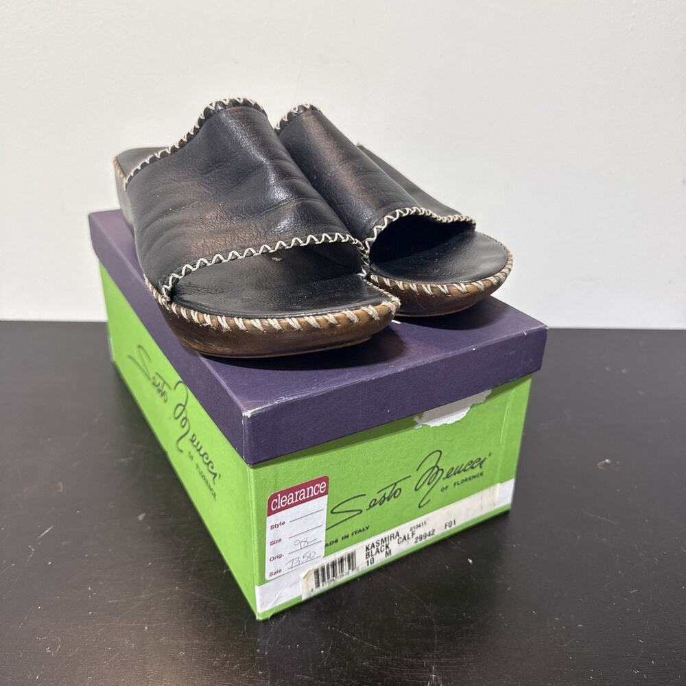 Sesto Meucci womens sandals 10 M Kasmira Black Calf Heel Damage See Pictures